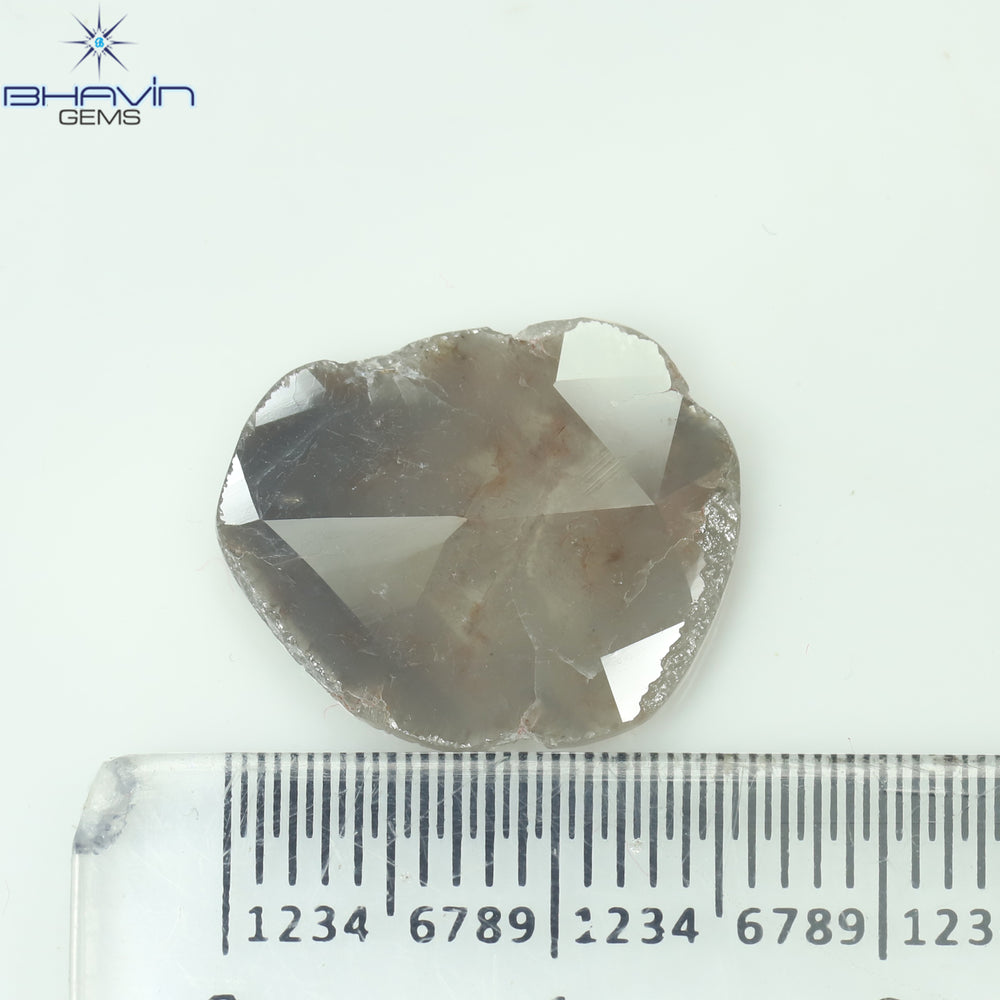 3.07 CT Slice Shape Natural Diamond Gray Brown Color I3 Clarity (16.00 MM)