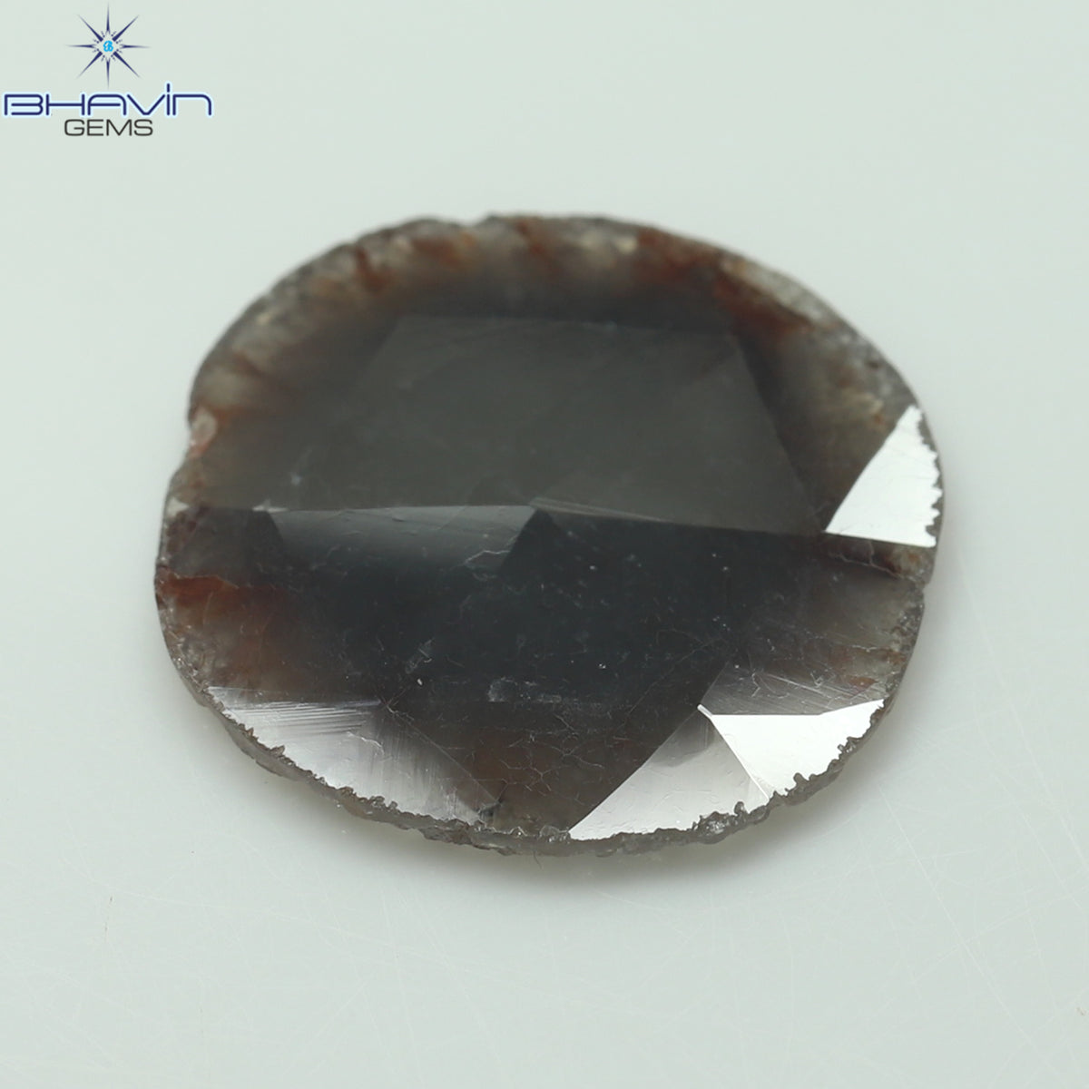 3.11 CT スライス シェイプ ナチュラル ダイヤモンド グレー ブラウン カラー I3 クラリティ (14.00 MM)