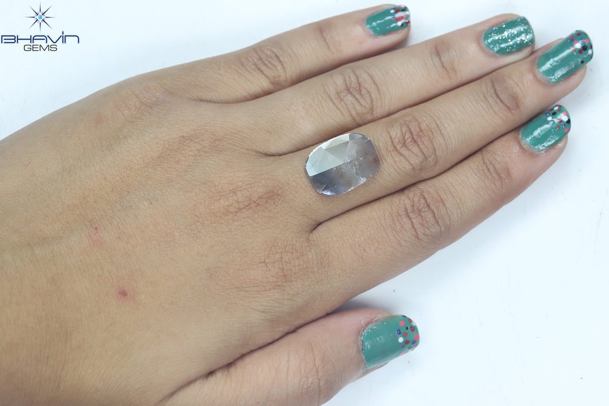 4.18 CT Natural Slice Diamond Gray Brown Color Clarity I3 (16.00 MM)
