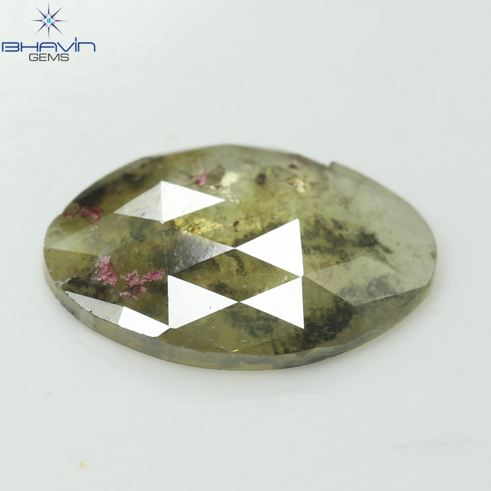 1.90 CT Oval Natural Light Yellow Brown Color Diamond Clarity Opaque (12.60 MM)