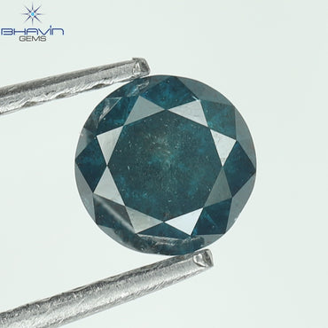 0.36 CT, Round Shape, Natural Diamond, Blue Color, I3 Clarity (4.52 MM)