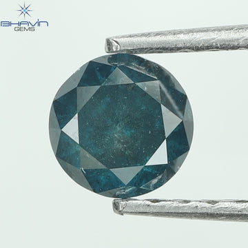 0.36 CT Round Natural Diamond Enhanced Blue Color Clarity I3 (4.52 MM)