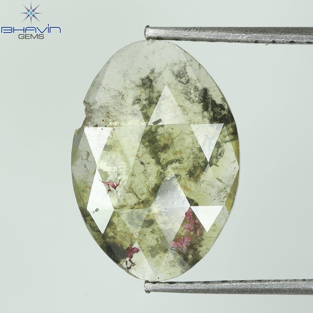 1.90 CT Oval Natural Light Yellow Brown Color Diamond Clarity Opaque (12.60 MM)