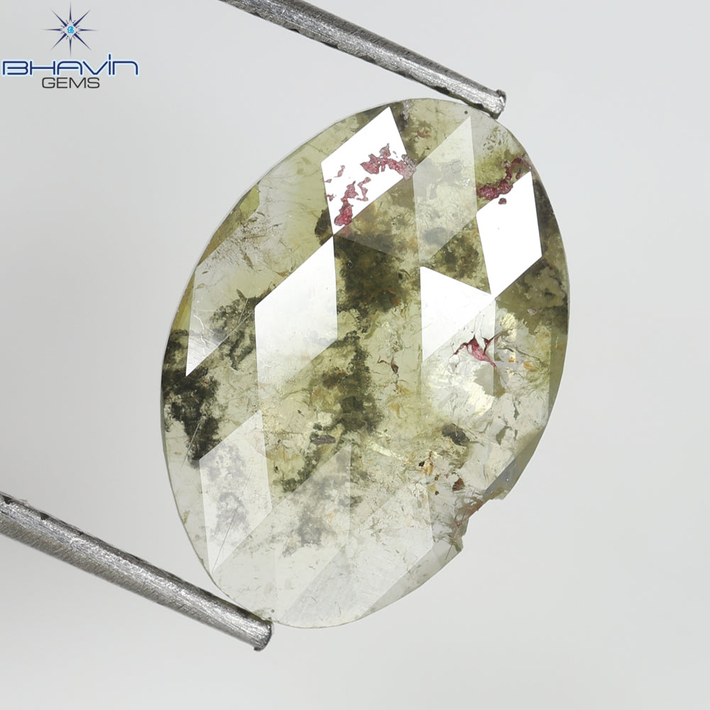 1.90 CT Oval Natural Light Yellow Brown Color Diamond Clarity Opaque (12.60 MM)