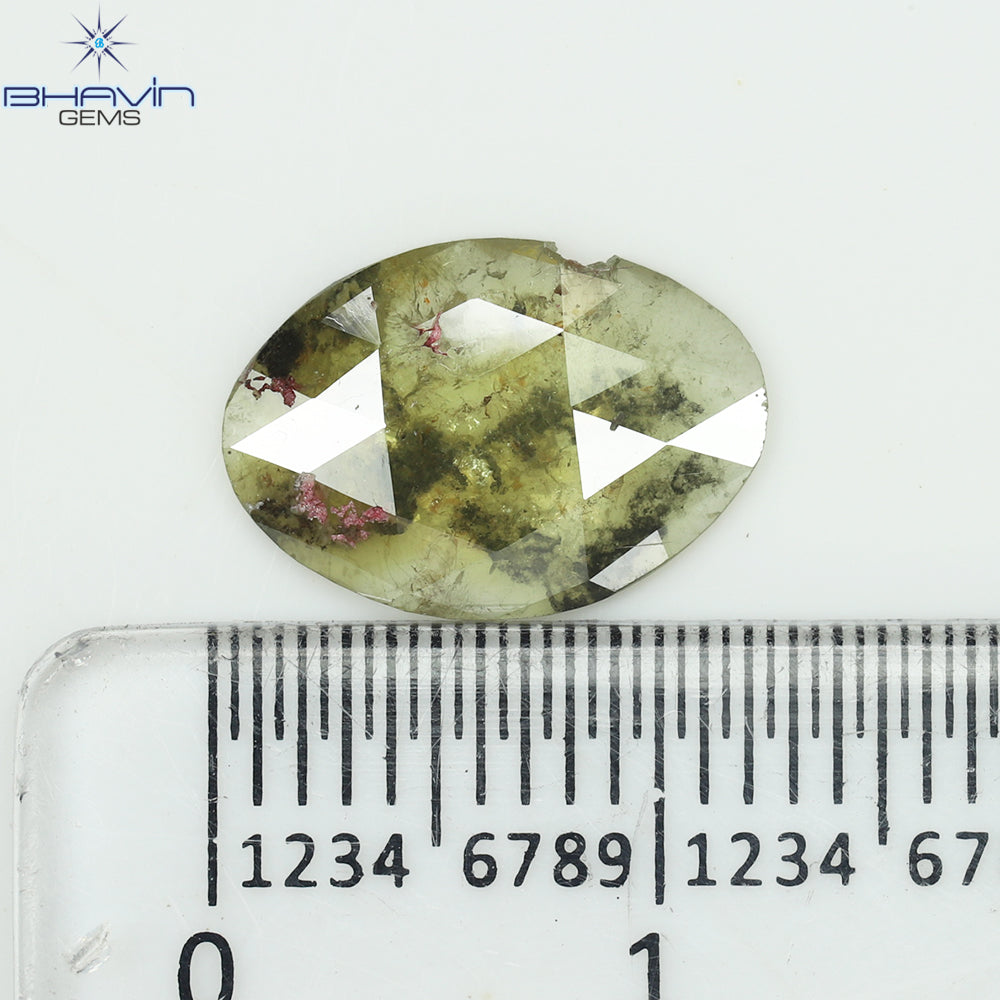 1.90 CT Oval Natural Light Yellow Brown Color Diamond Clarity Opaque (12.60 MM)