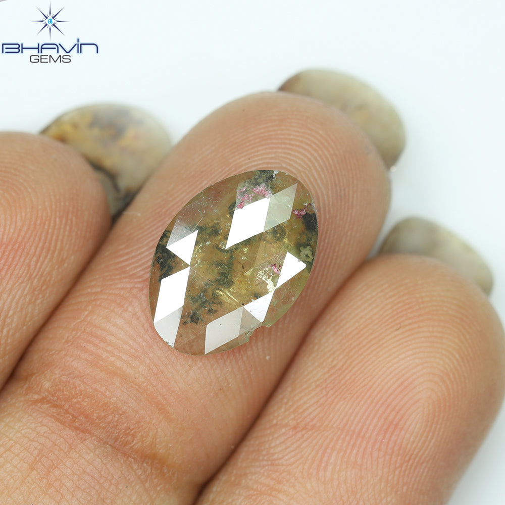 1.90 CT Oval Natural Light Yellow Brown Color Diamond Clarity Opaque (12.60 MM)