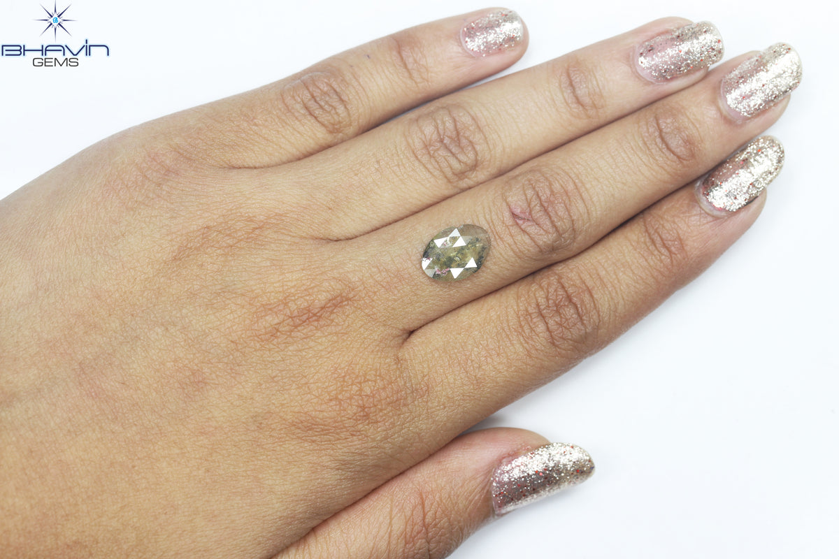 1.90 CT Oval Natural Light Yellow Brown Color Diamond Clarity Opaque (12.60 MM)