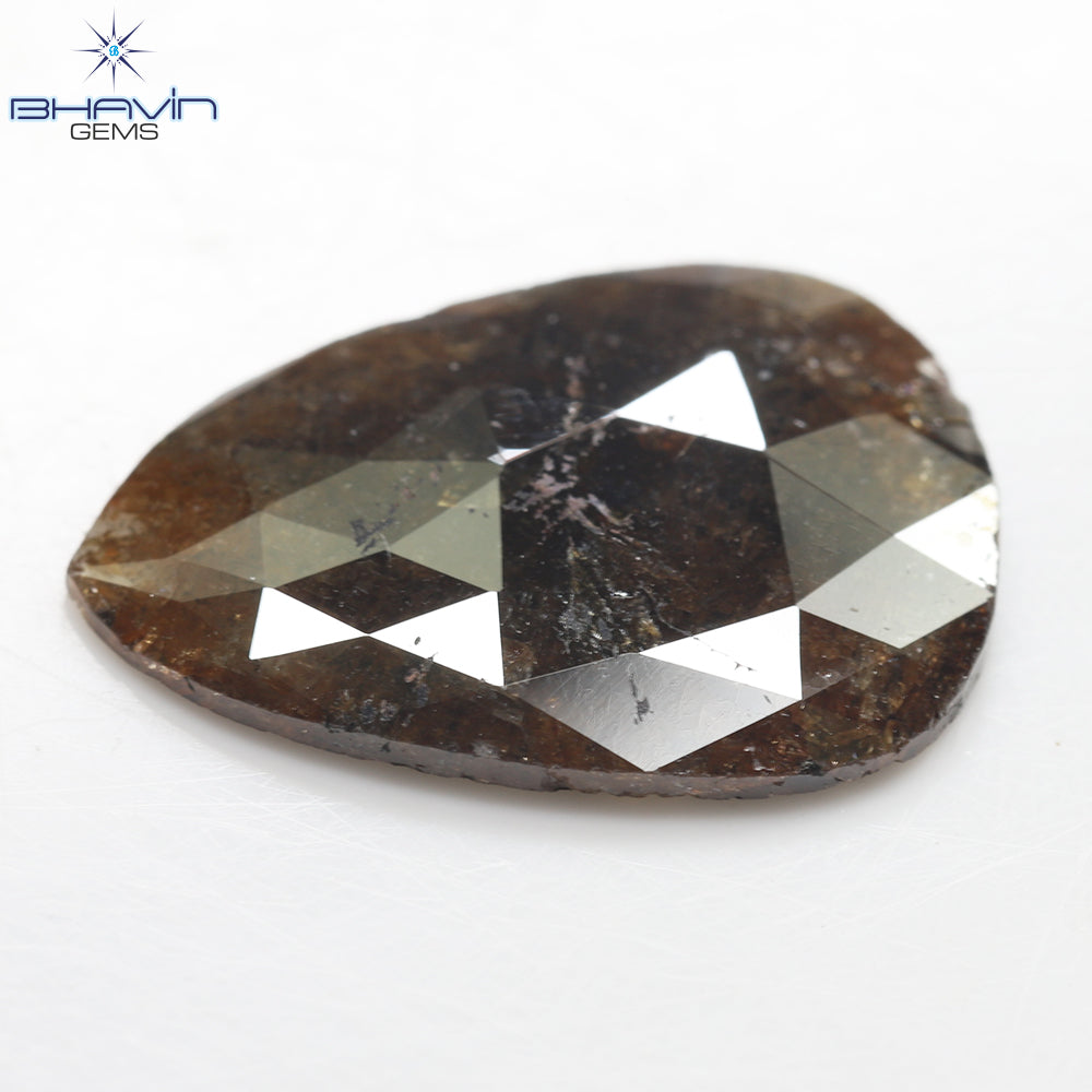 3.73 CT, Pear Diamond, Brown Red Color, Clarity Opaque