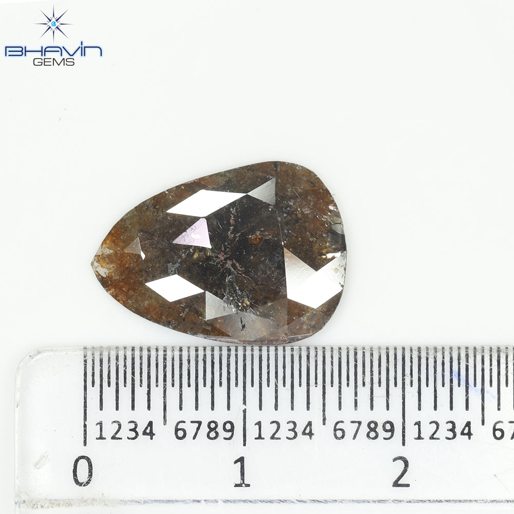 3.73 CT, Pear Diamond, Brown Red Color, Clarity Opaque