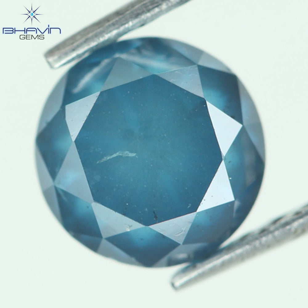 0.85 CT Round Natural Diamond Enhanced Blue color Clarity I3 (5.41 MM)