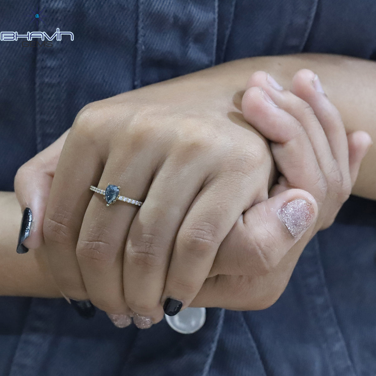 ペアダイヤモンド、ブルーダイヤモンド、ゴールドリング、天然ダイヤモンドリング、婚約指輪、結婚指輪、ダイヤモンドリング