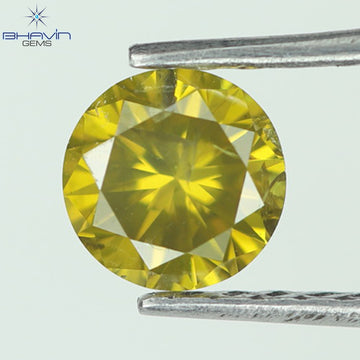 0.38 CT、ラウンド シェイプ ナチュラル ルース ダイヤモンド イエロー カラー クラリティ I1(4.65 MM)