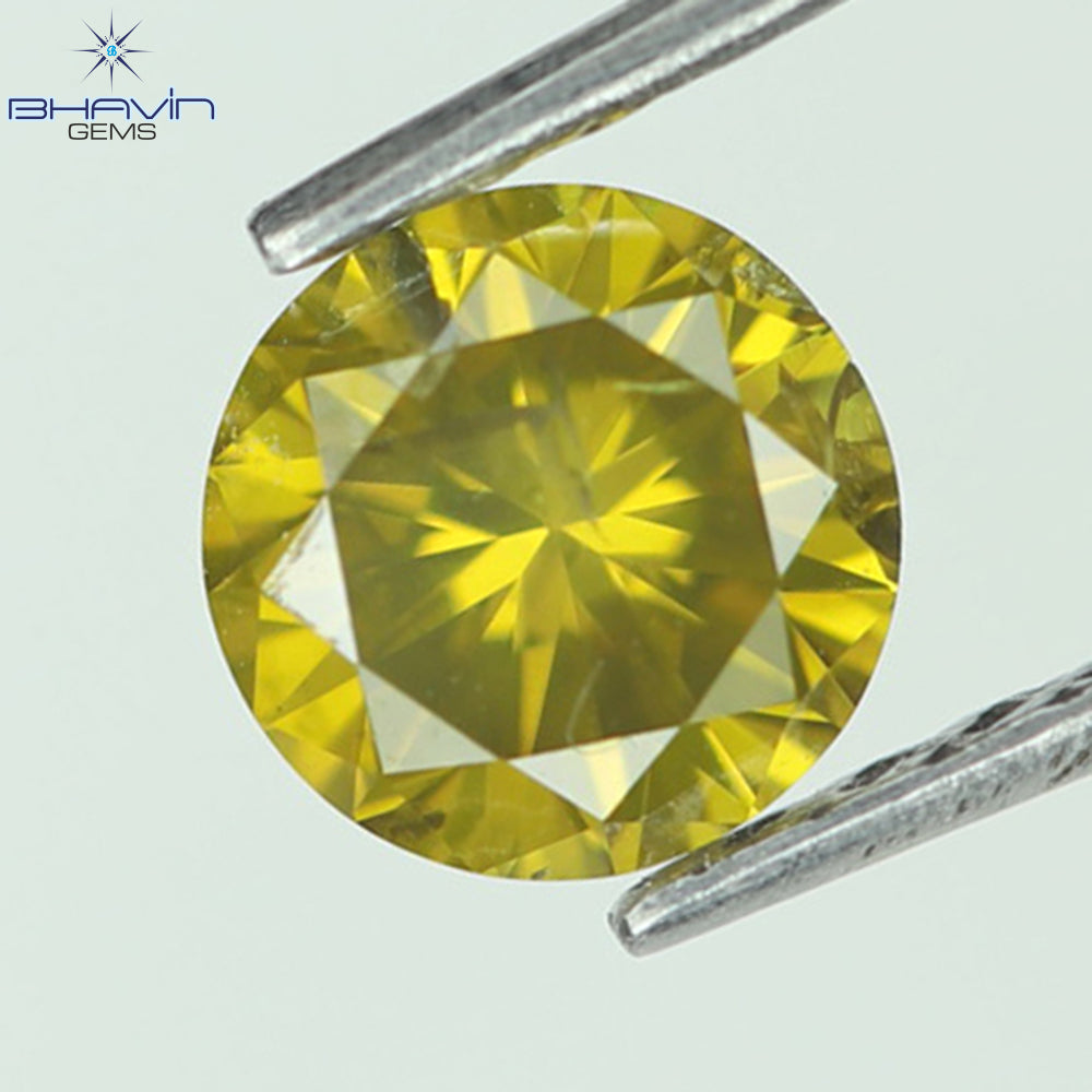 0.38 CT、ラウンド シェイプ ナチュラル ルース ダイヤモンド イエロー カラー クラリティ I1(4.65 MM)