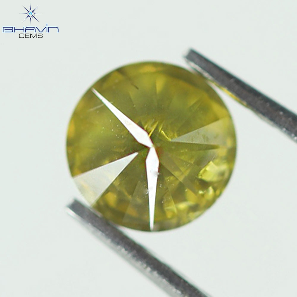 0.38 CT、ラウンド シェイプ ナチュラル ルース ダイヤモンド イエロー カラー クラリティ I1(4.65 MM)