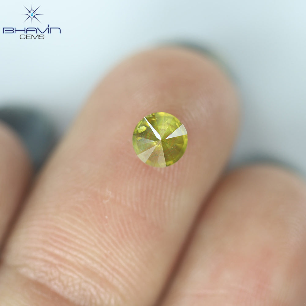 0.38 CT、ラウンド シェイプ ナチュラル ルース ダイヤモンド イエロー カラー クラリティ I1(4.65 MM)