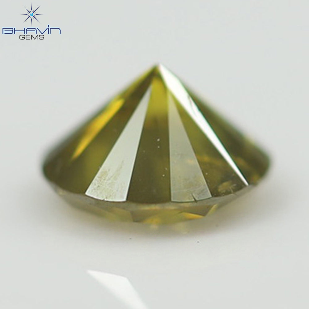 0.38 CT、ラウンド シェイプ ナチュラル ルース ダイヤモンド イエロー カラー クラリティ I1(4.65 MM)