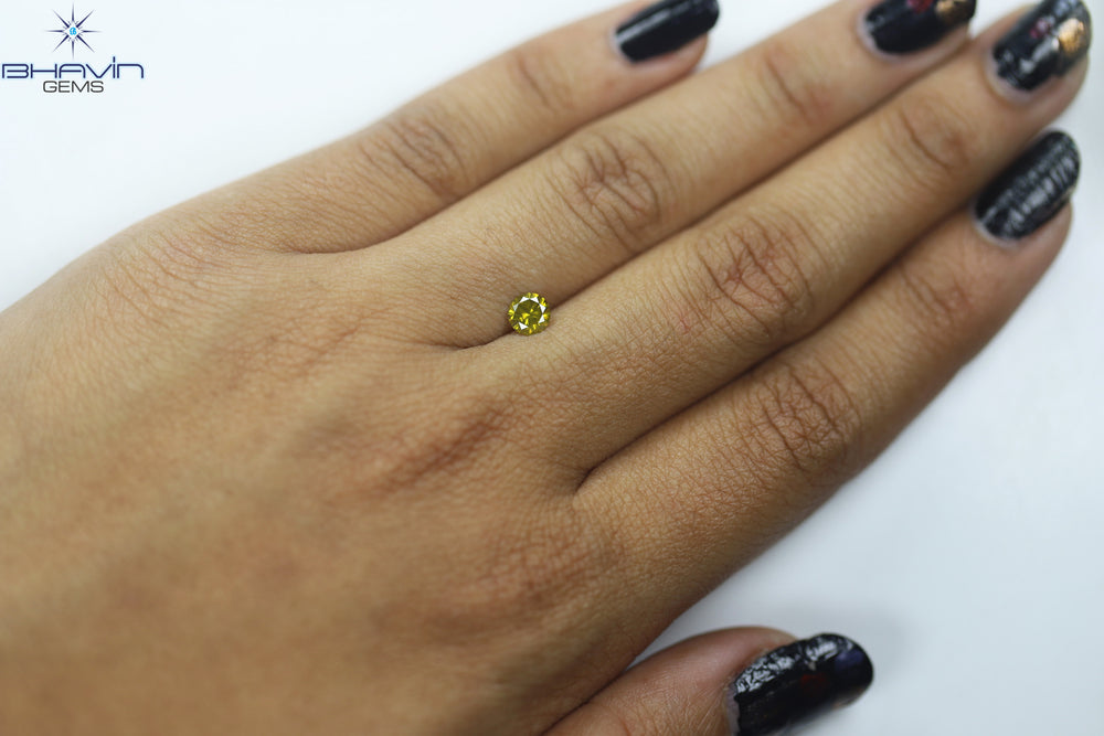 0.38 CT, Round  Shape Natural Loose Diamond Yellow Color Clarity I1(4.65 MM)