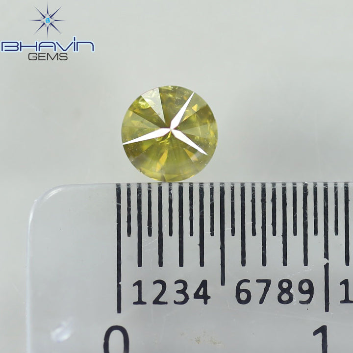 0.38 CT、ラウンド シェイプ ナチュラル ルース ダイヤモンド イエロー カラー クラリティ I1(4.65 MM)