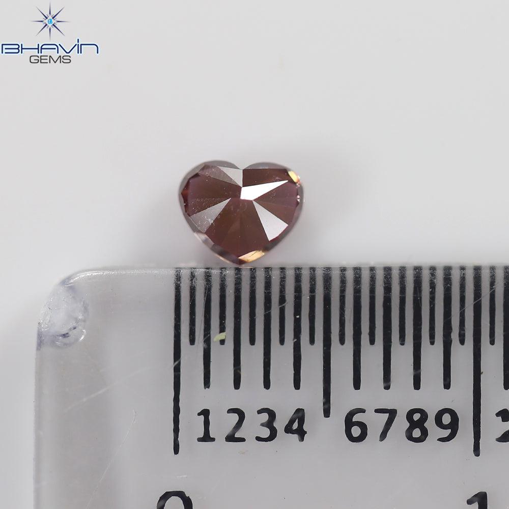 0.28 CT、ハートシェイプ、天然ダイヤモンド、ピンク色、VS2 クラリティ (4.14 MM)