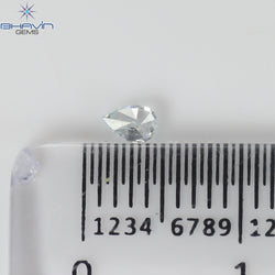 0.12 CT、ペアシェイプ、天然ダイヤモンド、緑がかった青色、SI1 クラリティ (3.60 MM)