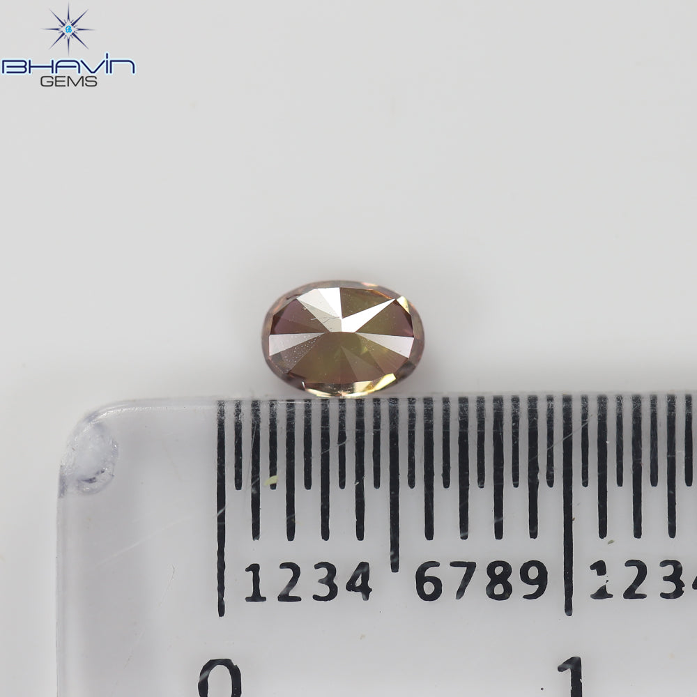 0.27 CT Oval Natural Diamond Enhanced Brown Pink Color Clarity SI2 (4.38 MM)