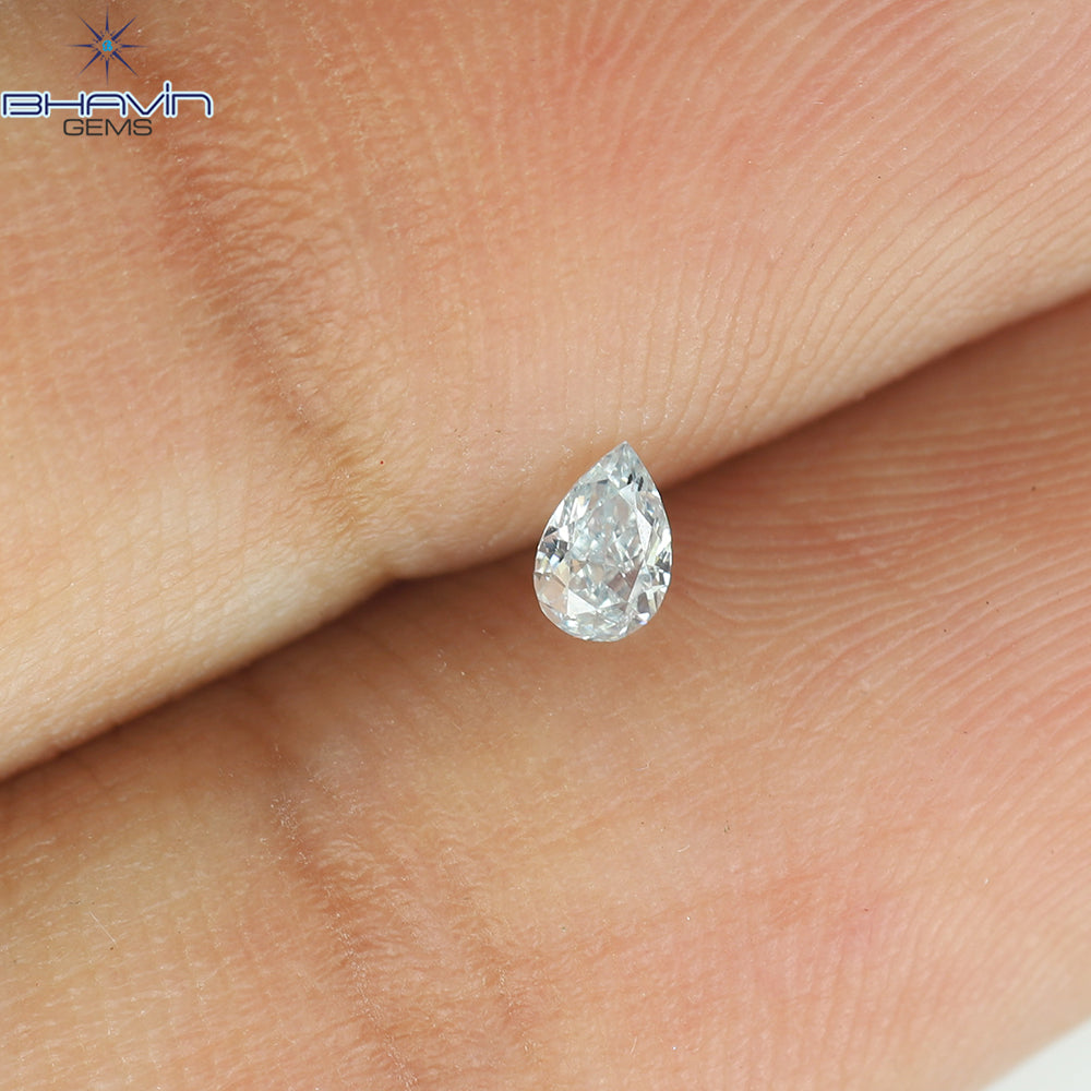 0.12 CT Pear Natural Diamond Enhanced Greenish Blue Color Clarity SI1 (3.60 MM)