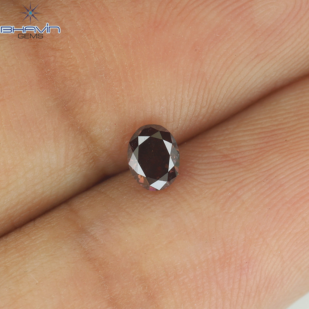 0.30 CT Oval Natural Diamond Enhanced Brown Pink Color Clarity VS2 (4.27 MM)