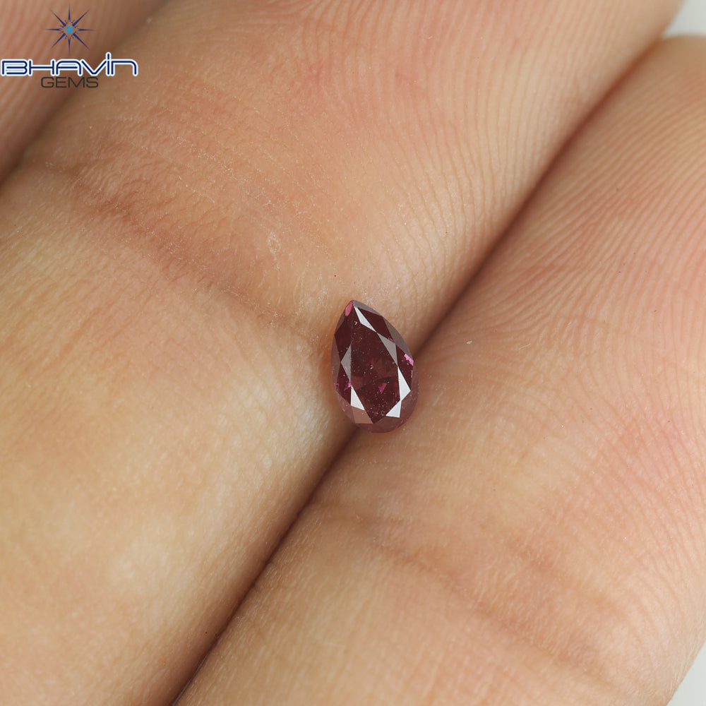 0.16 CT、ペアシェイプ、天然ダイヤモンド、ピンク色、VS2 クラリティ (4.52 MM)