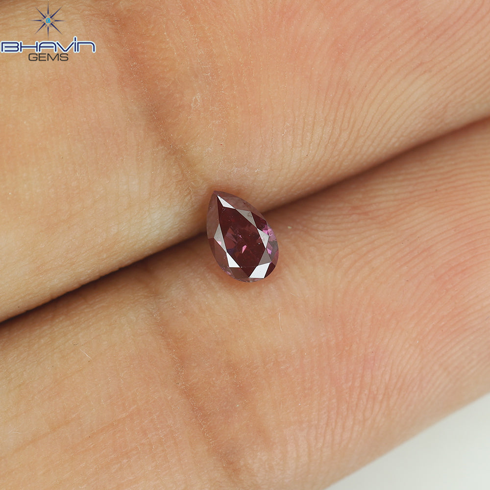 0.21 CT、ペアシェイプ、天然ダイヤモンド、ピンク色、VS2 クラリティ (4.79 MM)