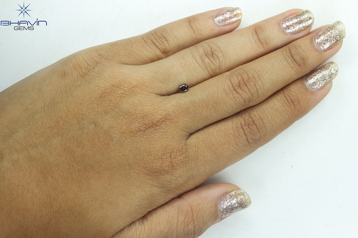 0.30 CT Oval Natural Diamond Enhanced Brown Pink Color Clarity VS2 (4.27 MM)