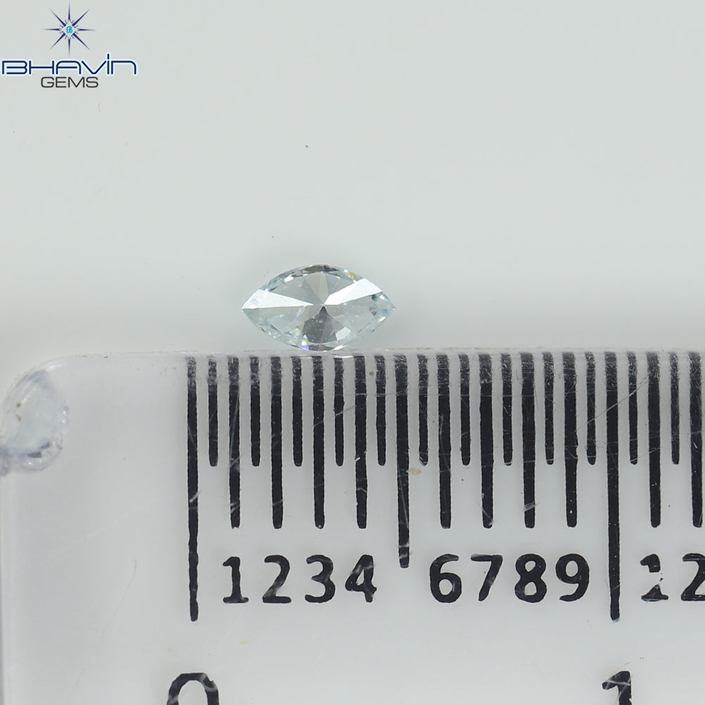 0.07 CT Marquise Natural Diamond Enhanced Greenish Blue Color Clarity VS1 (3.67 MM)