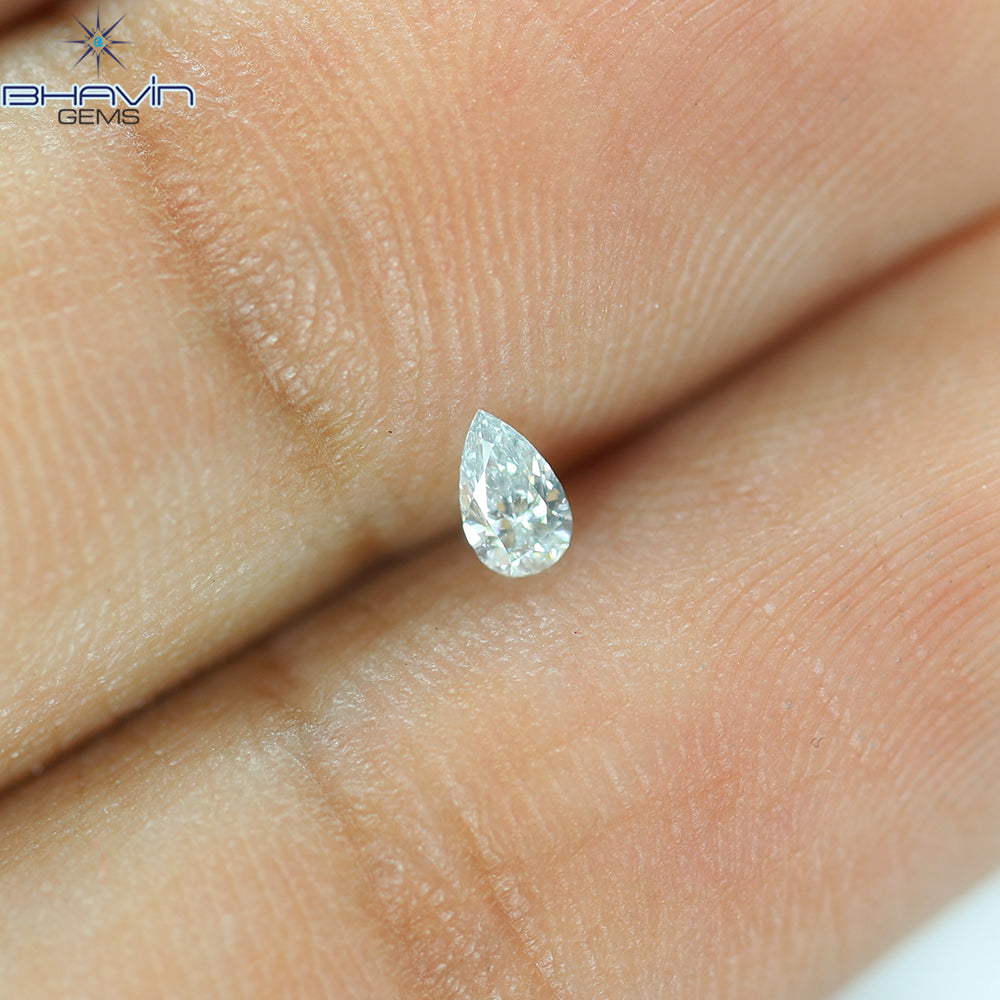 0.09 CT, Pear Shape, Natural Diamond Greenish Blue Color, VS1 Clarity (3.78 MM )