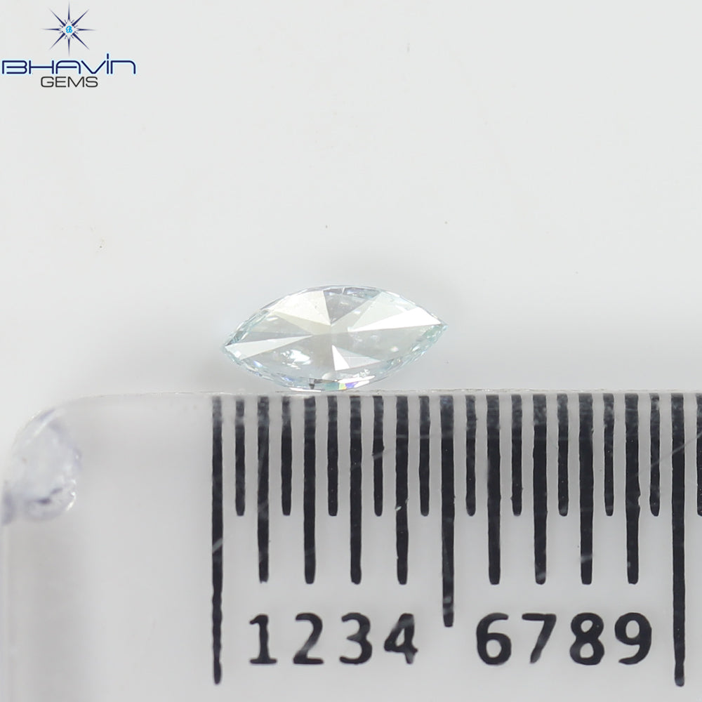 0.11 CT Marquise Natural Diamond Enhanced Greenish Blue Color Clarity VS2 (5.00 MM)