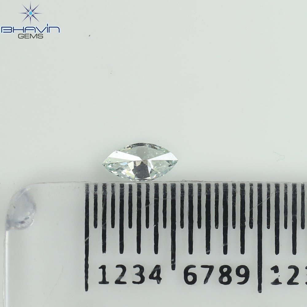 0.08 CT、マーキス シェイプ、天然ダイヤモンドの緑がかった青色、VS2 クラリティ (4.40 MM )