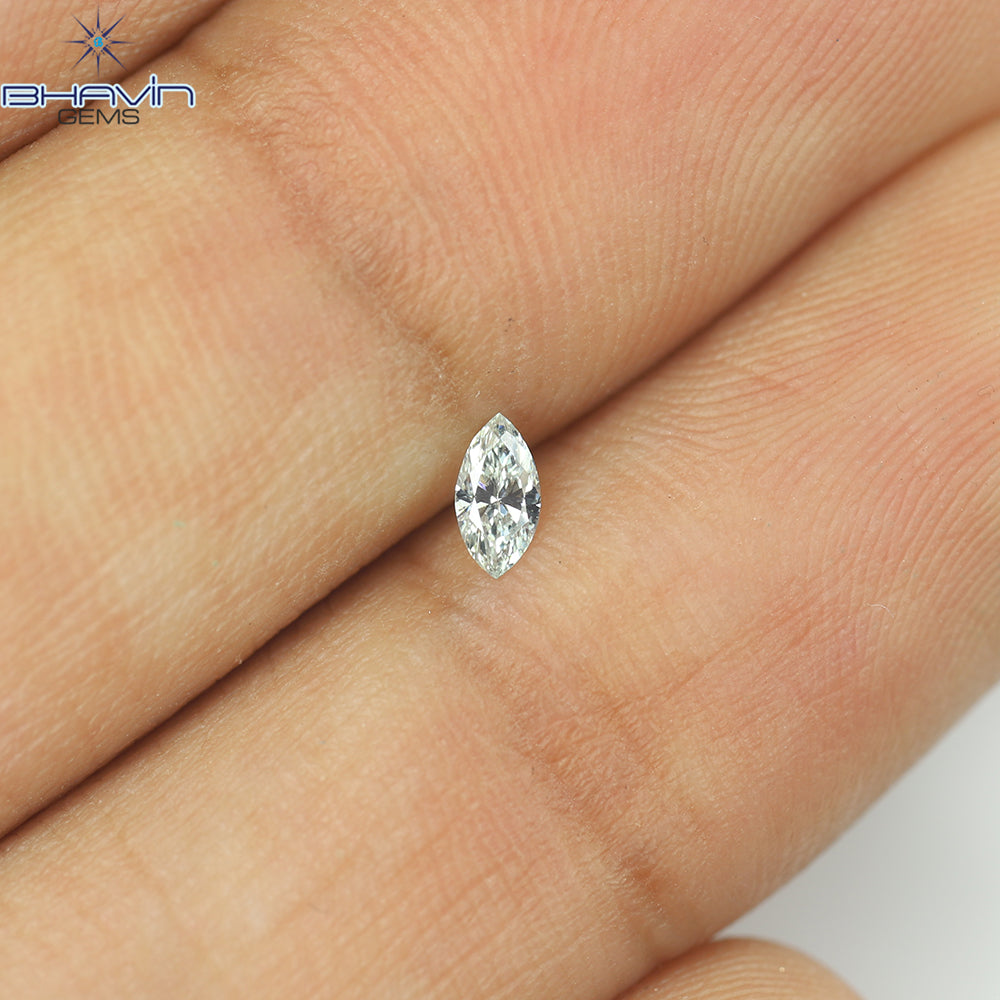 0.08 CT、マーキス シェイプ、天然ダイヤモンドの緑がかった青色、VS2 クラリティ (4.40 MM )