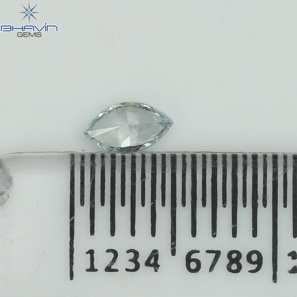 0.12 CT、マーキス シェイプ、天然ダイヤモンド グリーンがかった青色、VS1 クラリティ (4.51 MM )