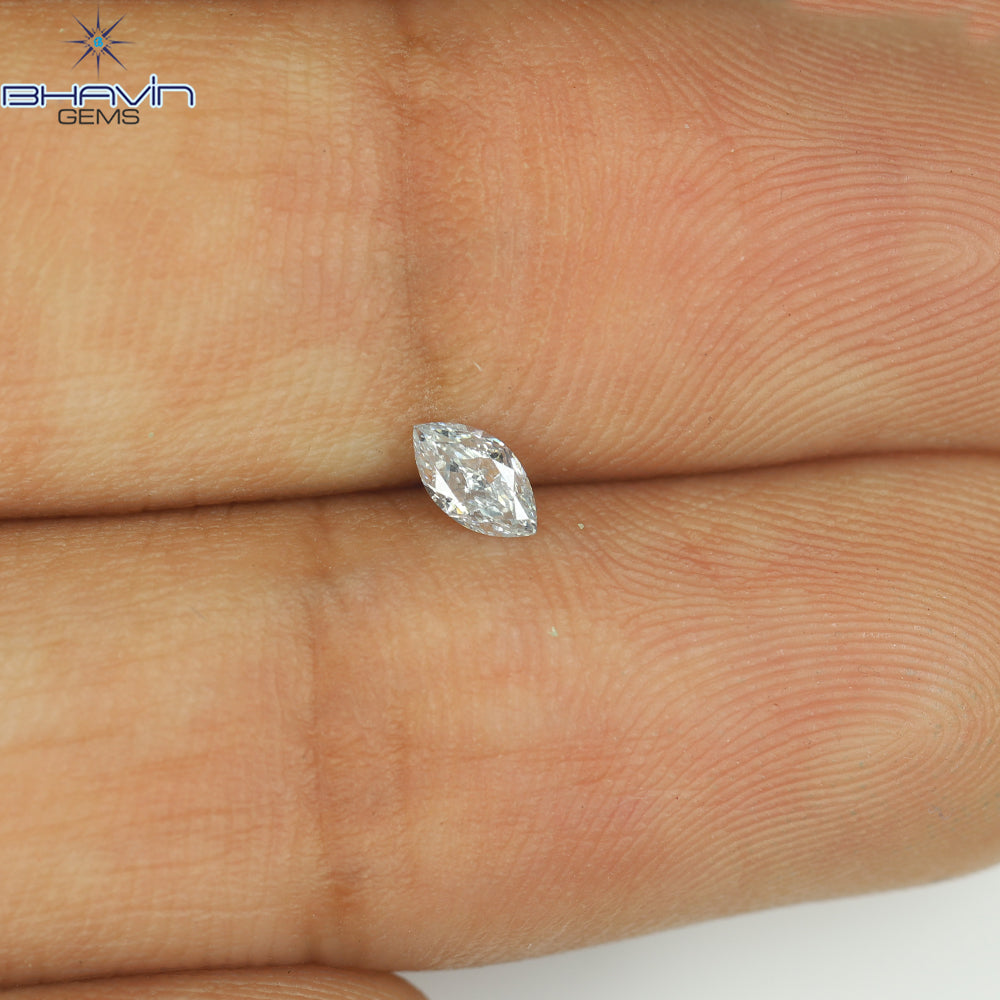 0.12 CT、マーキス シェイプ、天然ダイヤモンド グリーンがかった青色、VS1 クラリティ (4.51 MM )