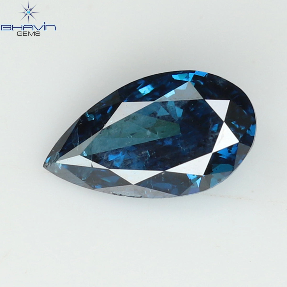 0.24 CT Natural Pear Diamond Enhanced Blue Color Clarity SI2 (5.60 MM)