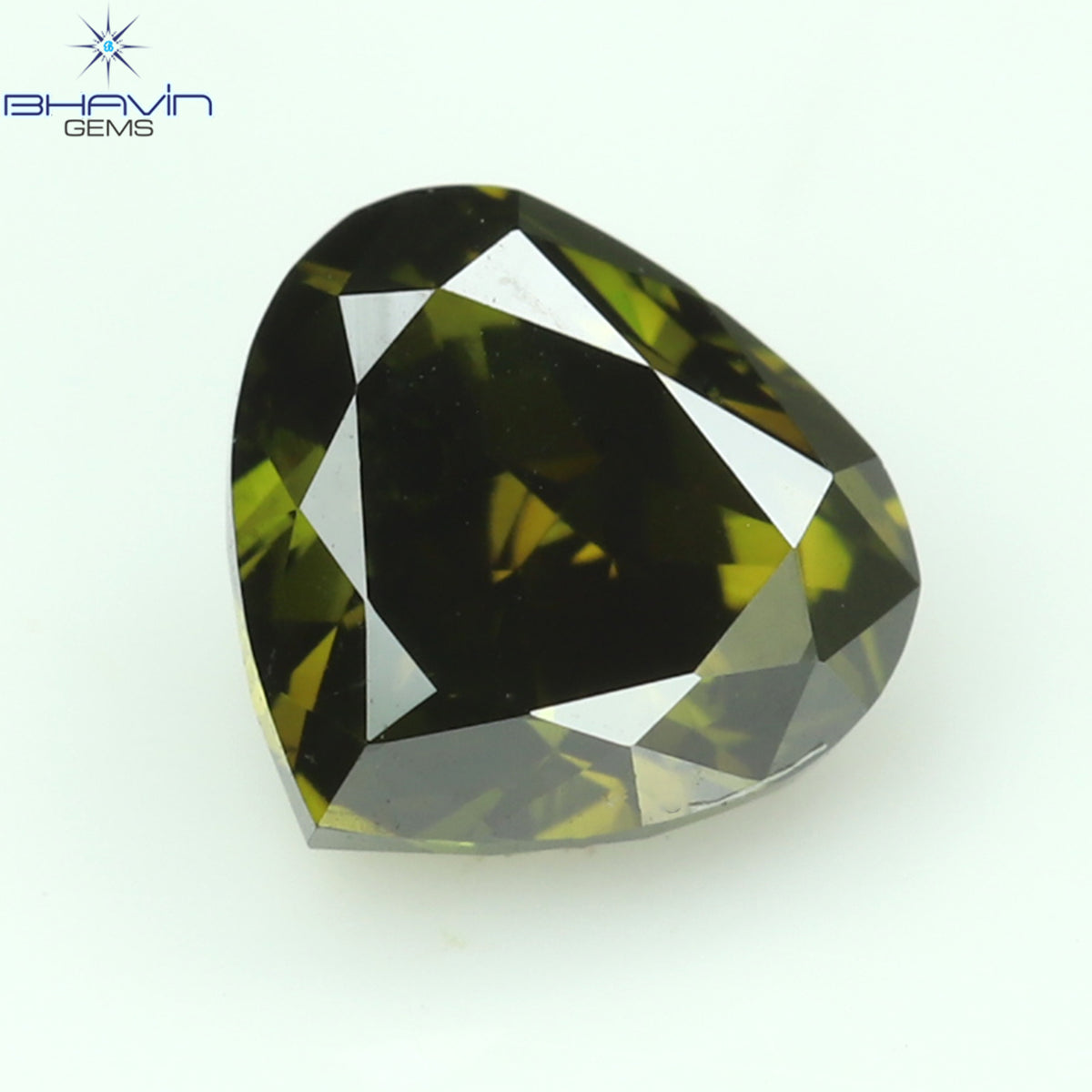 0.37 CT ハート シェイプ ナチュラル ルース ダイヤモンド グリーン カラー SI1 クラリティ (4.30 MM)