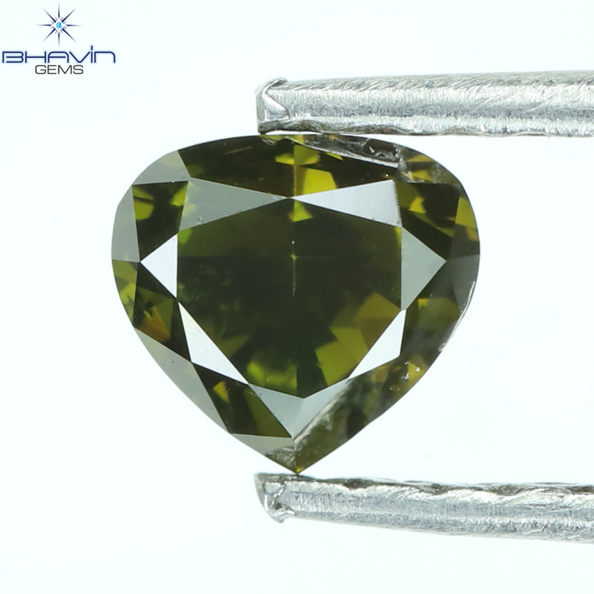 0.37 CT ハート シェイプ ナチュラル ルース ダイヤモンド グリーン カラー SI1 クラリティ (4.30 MM)