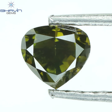 0.37 CT ハート シェイプ ナチュラル ルース ダイヤモンド グリーン カラー SI1 クラリティ (4.30 MM)