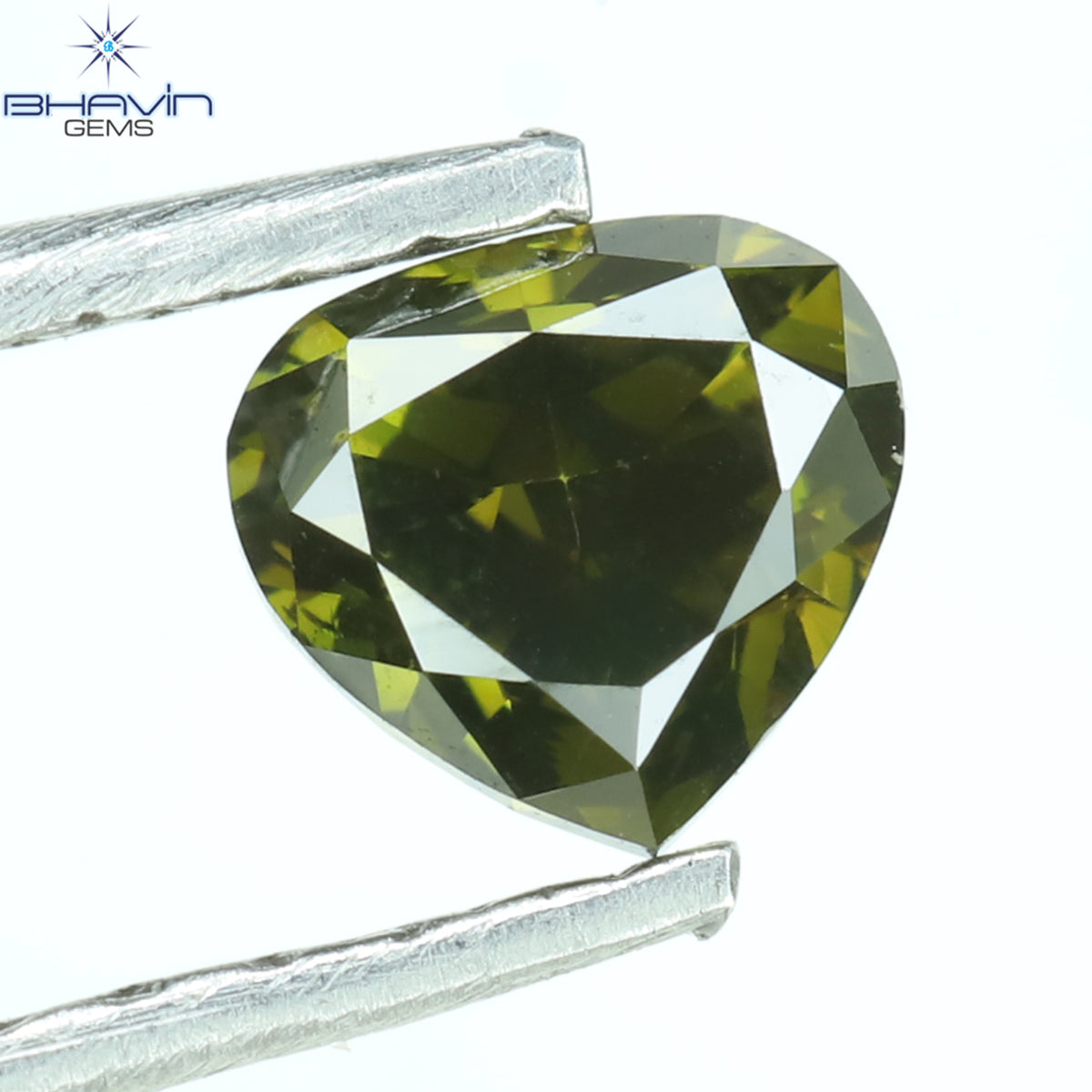 0.37 CT ハート シェイプ ナチュラル ルース ダイヤモンド グリーン カラー SI1 クラリティ (4.30 MM)