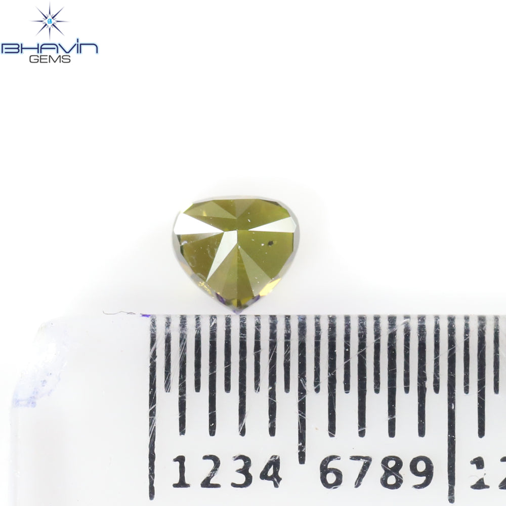 0.37 CT Heart Shape Natural Loose Diamond Green Color SI1 Clarity (4.30 MM)