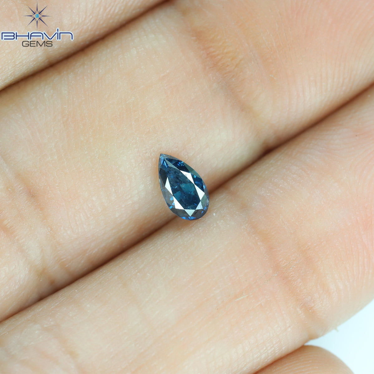 0.24 CT Natural Pear Diamond Enhanced Blue Color Clarity SI2 (5.60 MM)