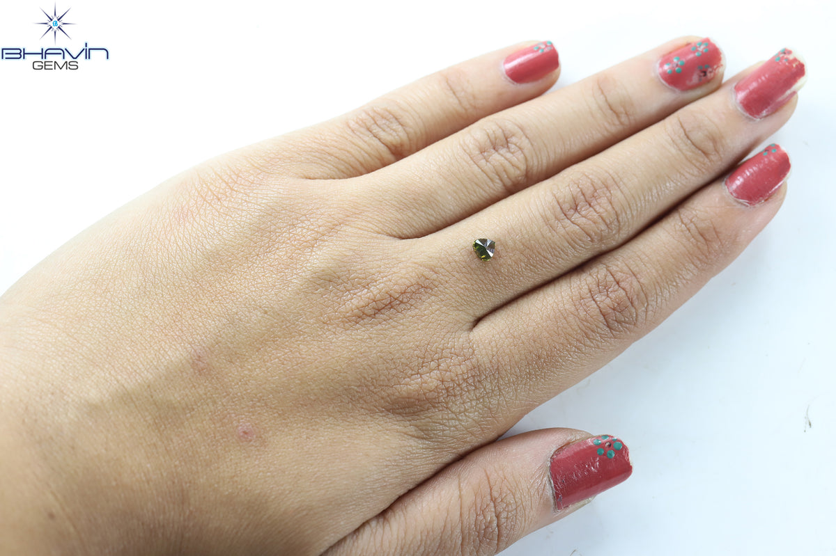0.37 CT ハート シェイプ ナチュラル ルース ダイヤモンド グリーン カラー SI1 クラリティ (4.30 MM)