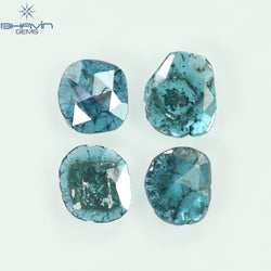 1.11 CT/4 ピース スライス形状 天然ダイヤモンド ブルー カラー I3 クラリティ (5.47 MM)
