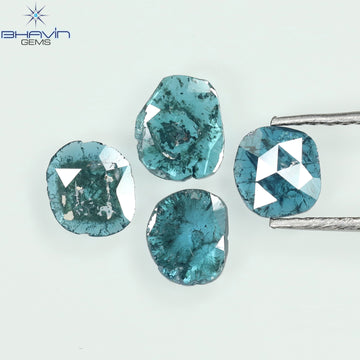 1.11 CT/4 Pcs Natural Slice Diamond Enhanced Blue Color Clarity I3 (6.24 MM)