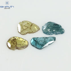 0.55 CT/4 Pcs Slice Shape Natural Diamond Blue Yellow Color I3 Clarity (5.40 MM)