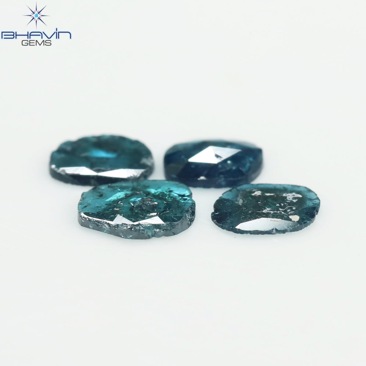 1.11 CT/4 Pcs Natural Slice Diamond Enhanced Blue Color Clarity I3 (6.24 MM)