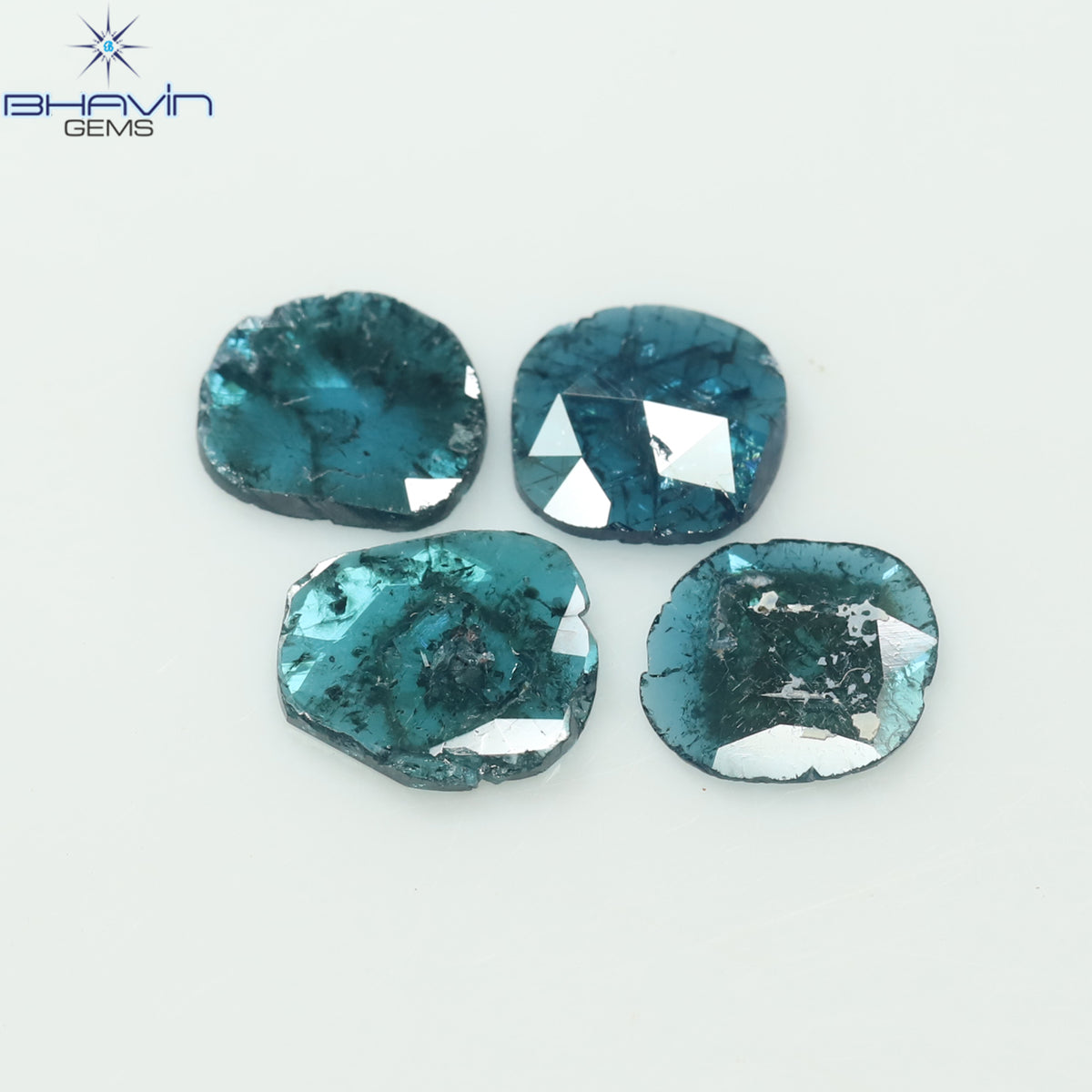 1.11 CT/4 Pcs Natural Slice Diamond Enhanced Blue Color Clarity I3 (6.24 MM)